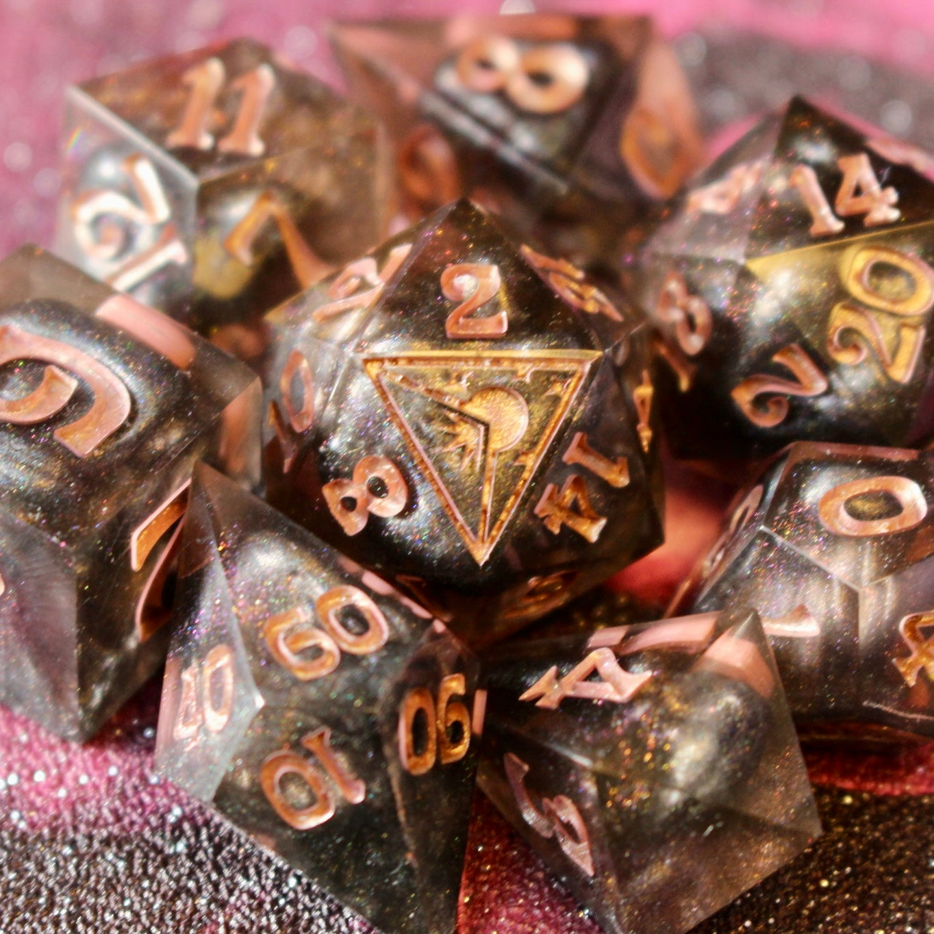 Smoke & Rose - 9 Piece Dice Set