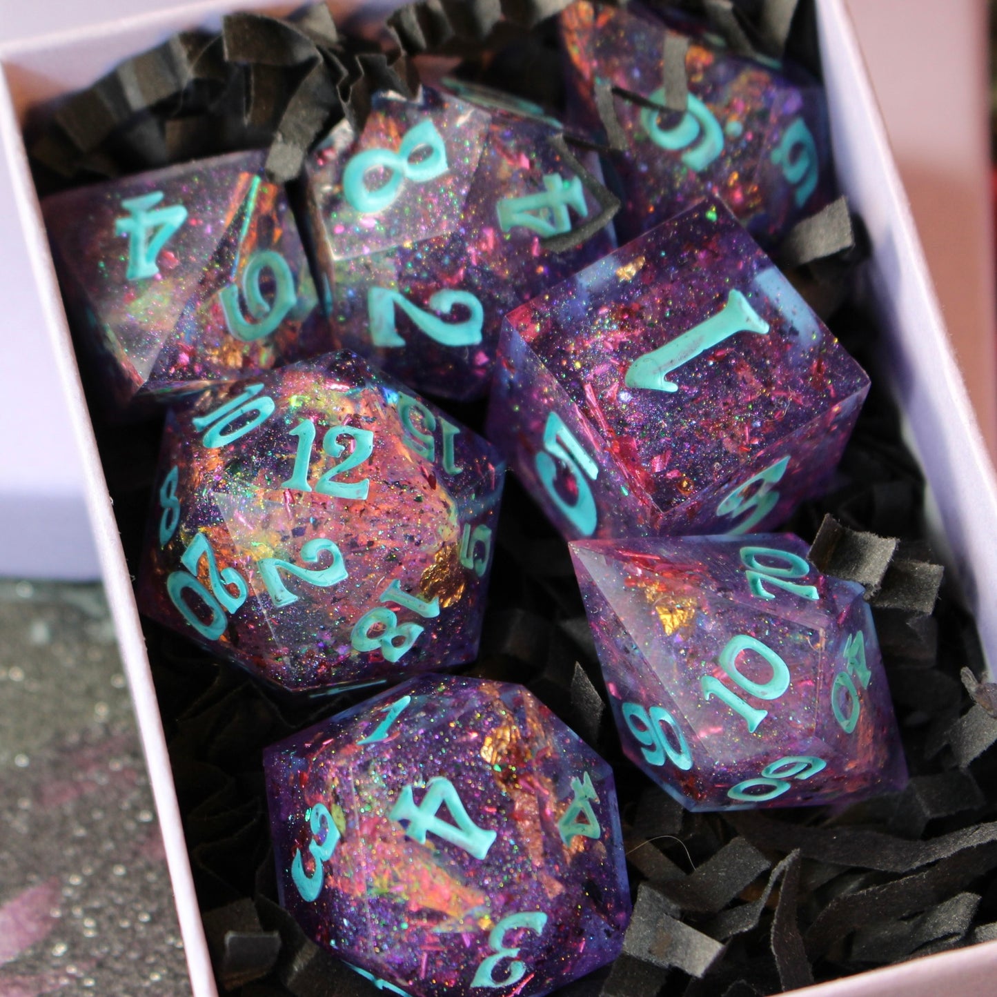 Lilac Mayhem - 30mm oversized 7 Piece Dice Set
