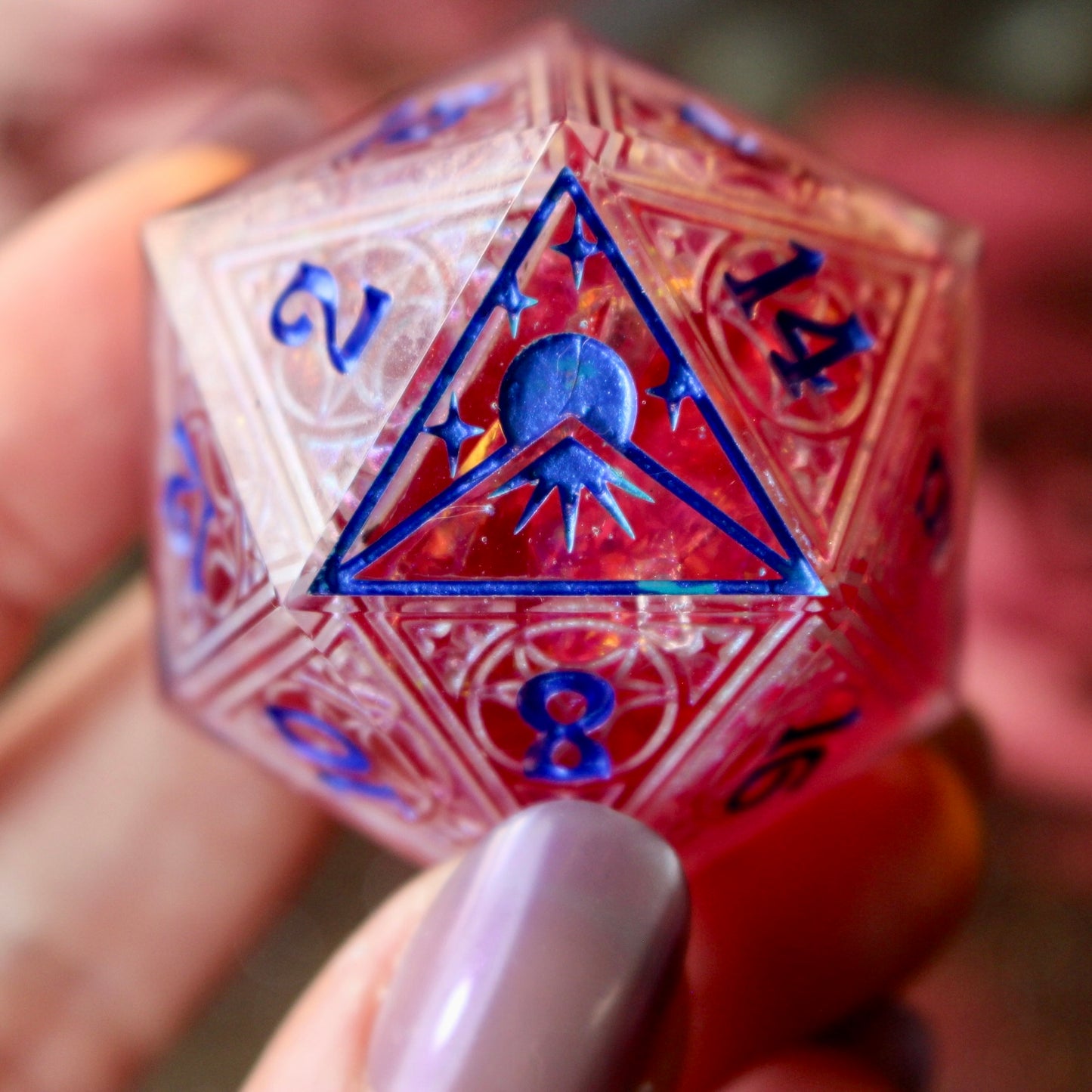 Faerie Fire Lunar Stained Glass Logo Giant Double Cast 50mm D20