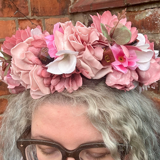 Pale Pink With Dice Handmade Flower Crown