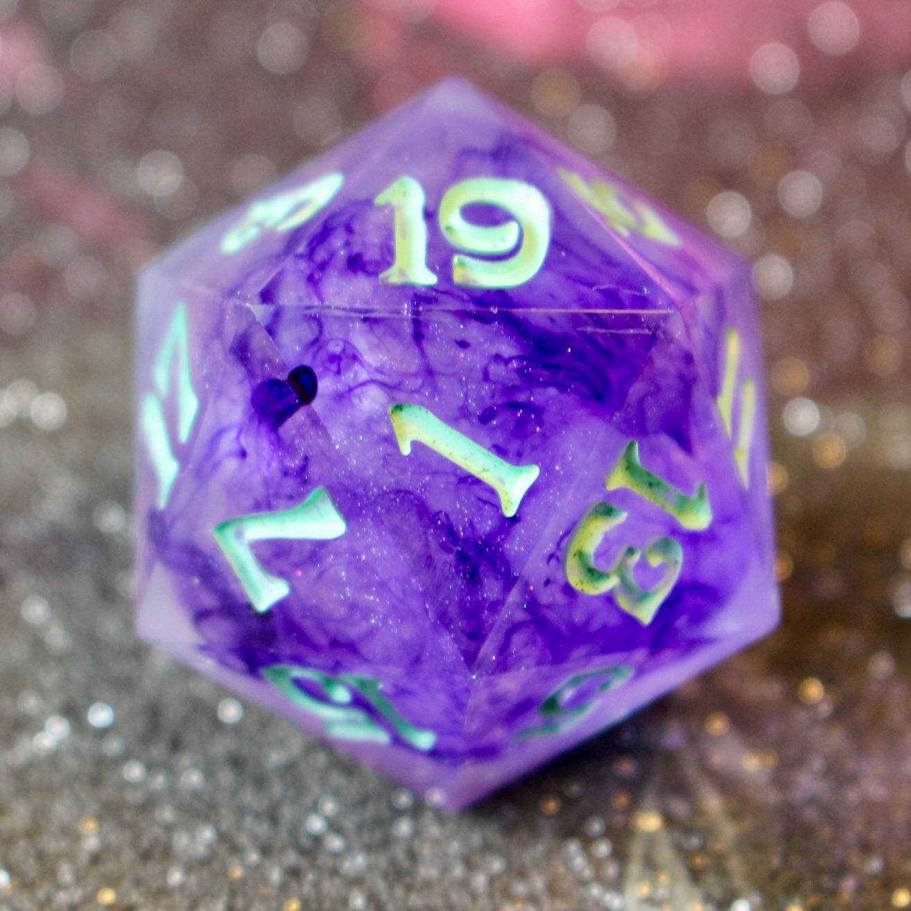 Glowing Potion Logo Oversized 30mm D20 Glow in the dark