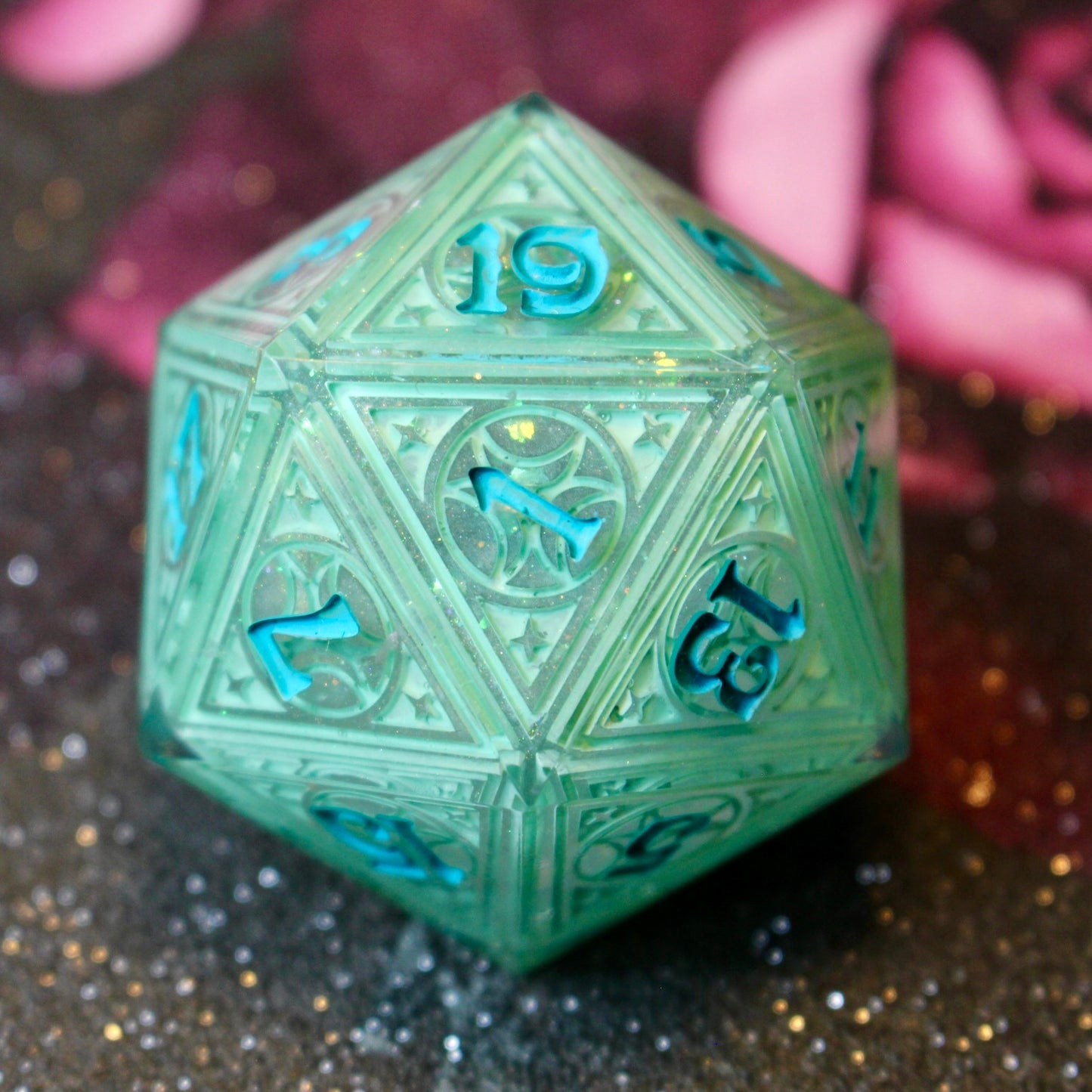 Ghostly Reflections Lunar Stained Glass Logo Giant Double Cast 50mm D20