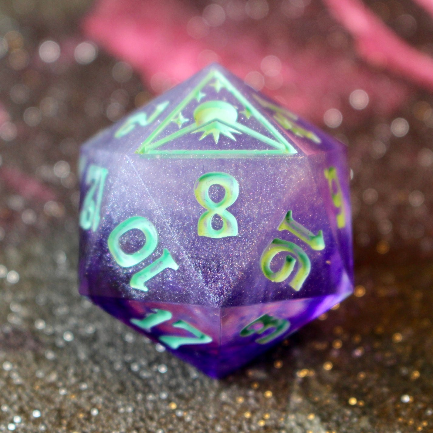 Glowing Potion Logo Oversized 30mm D20 Glow in the dark