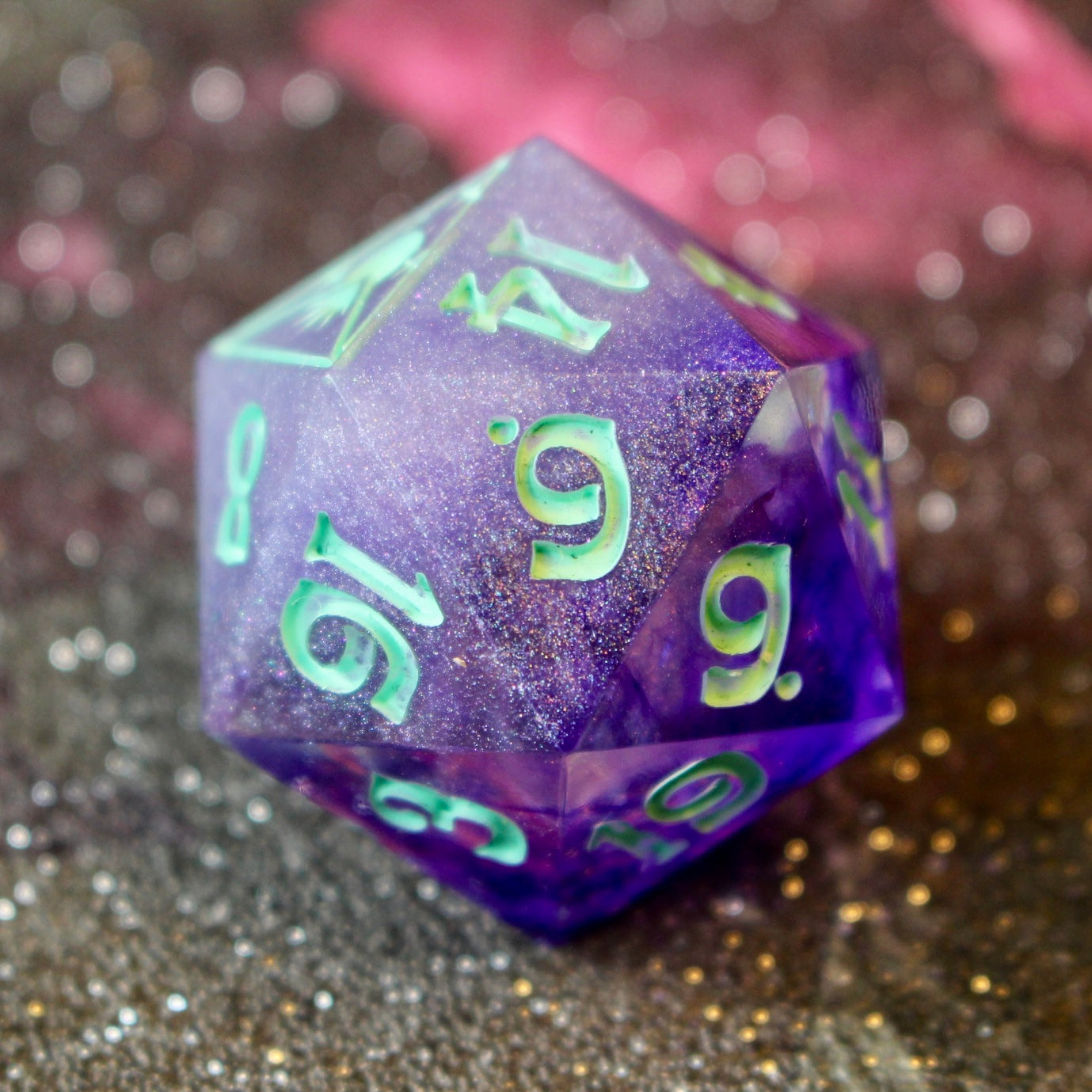 Glowing Potion Logo Oversized 30mm D20 Glow in the dark