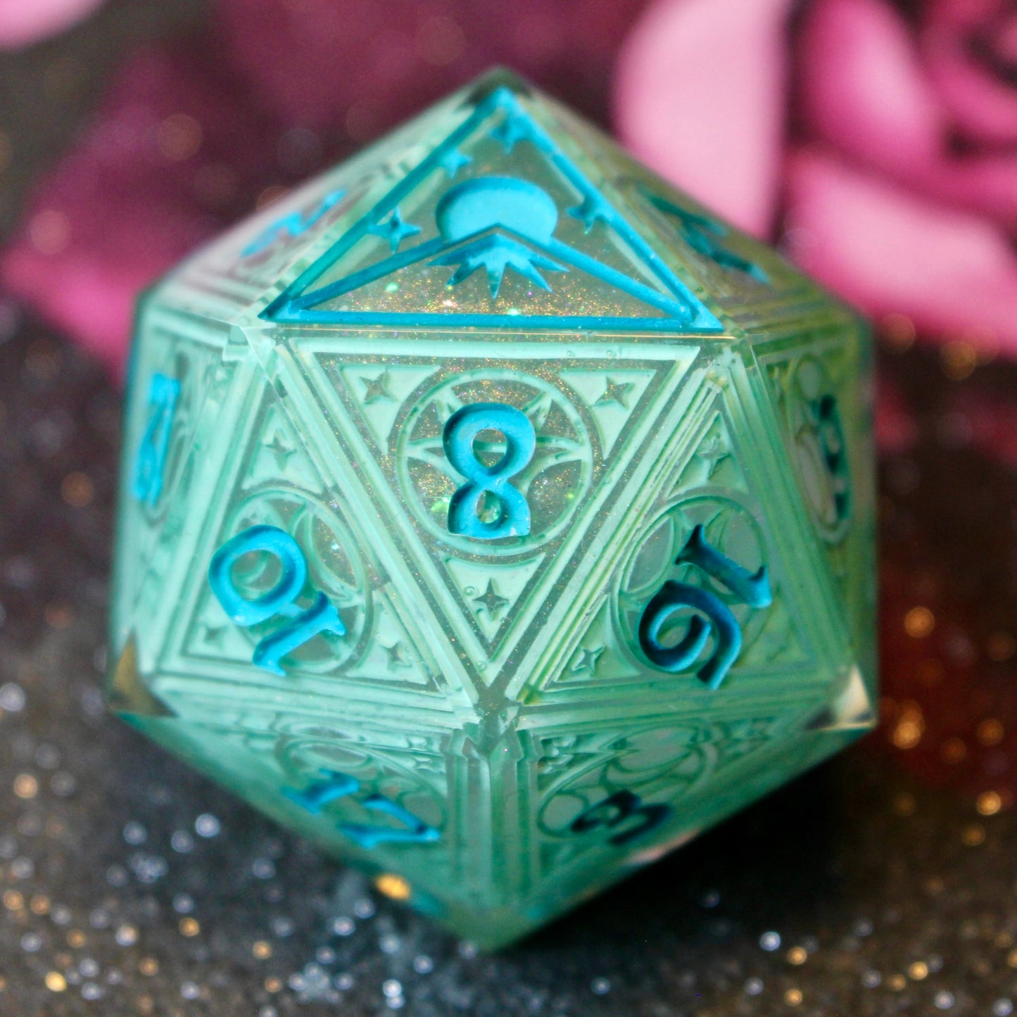 Ghostly Reflections Lunar Stained Glass Logo Giant Double Cast 50mm D20