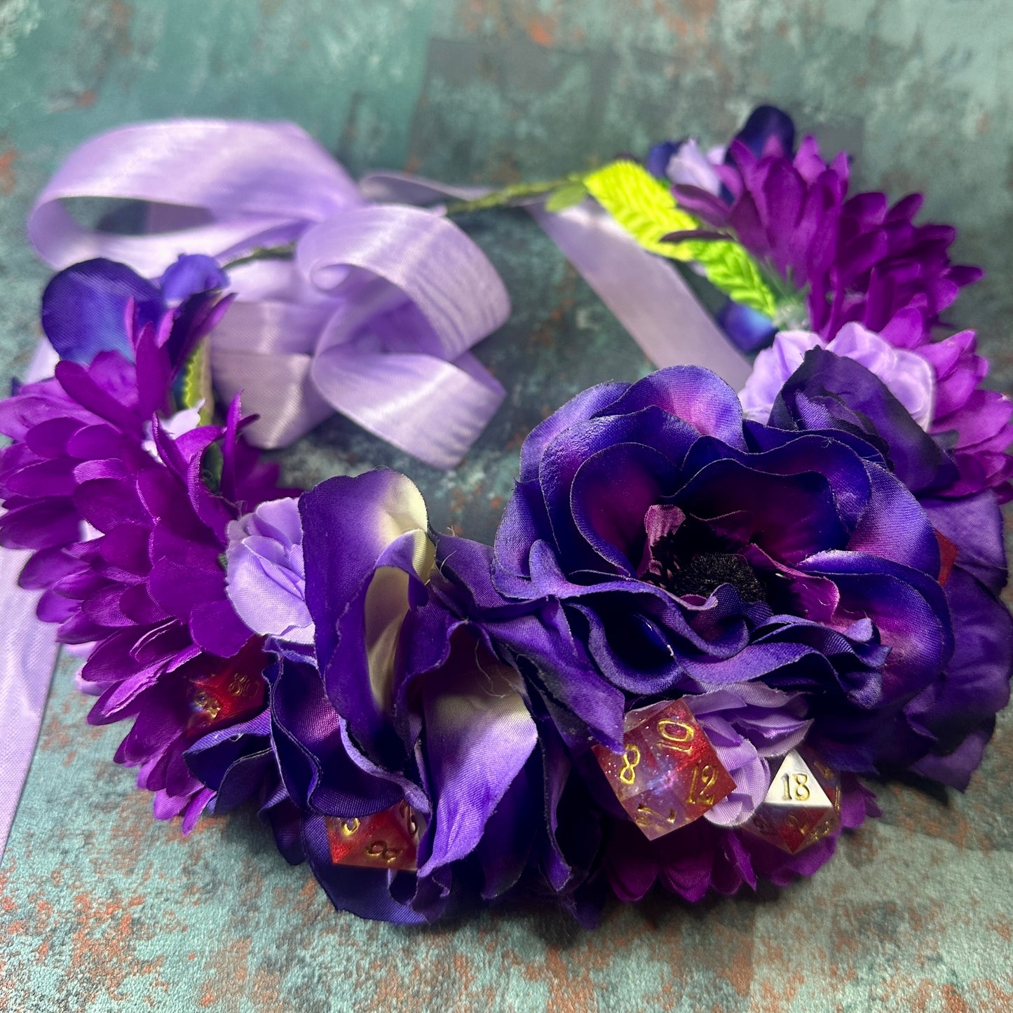 Purple & Pink With Red Dice Handmade Flower Crown