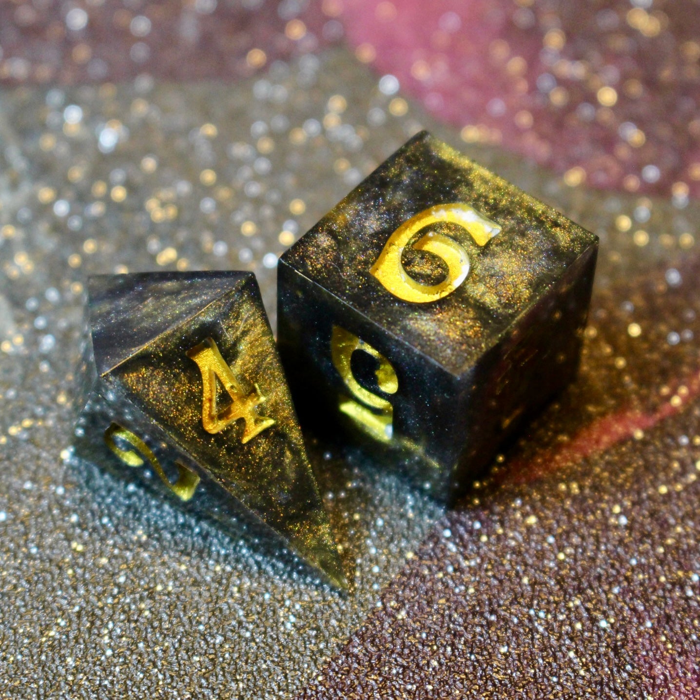 Golden Wisps - 7 Piece Dice Set