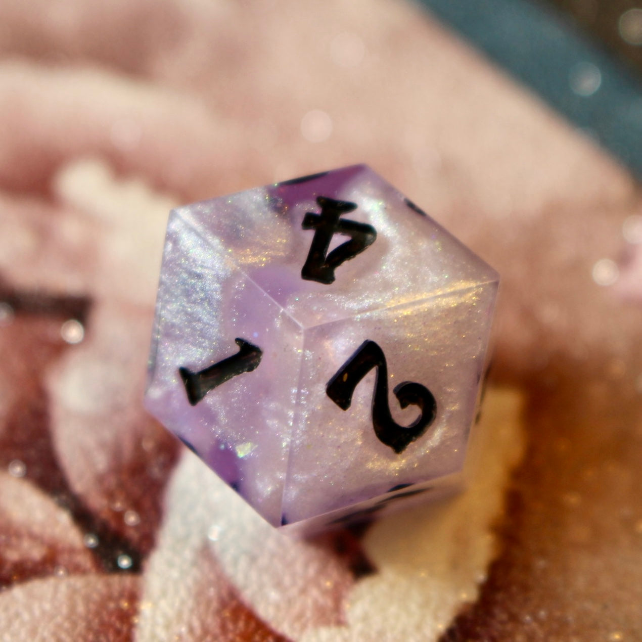 Pastel Goth Numbered 12 Sided Rhombic D4