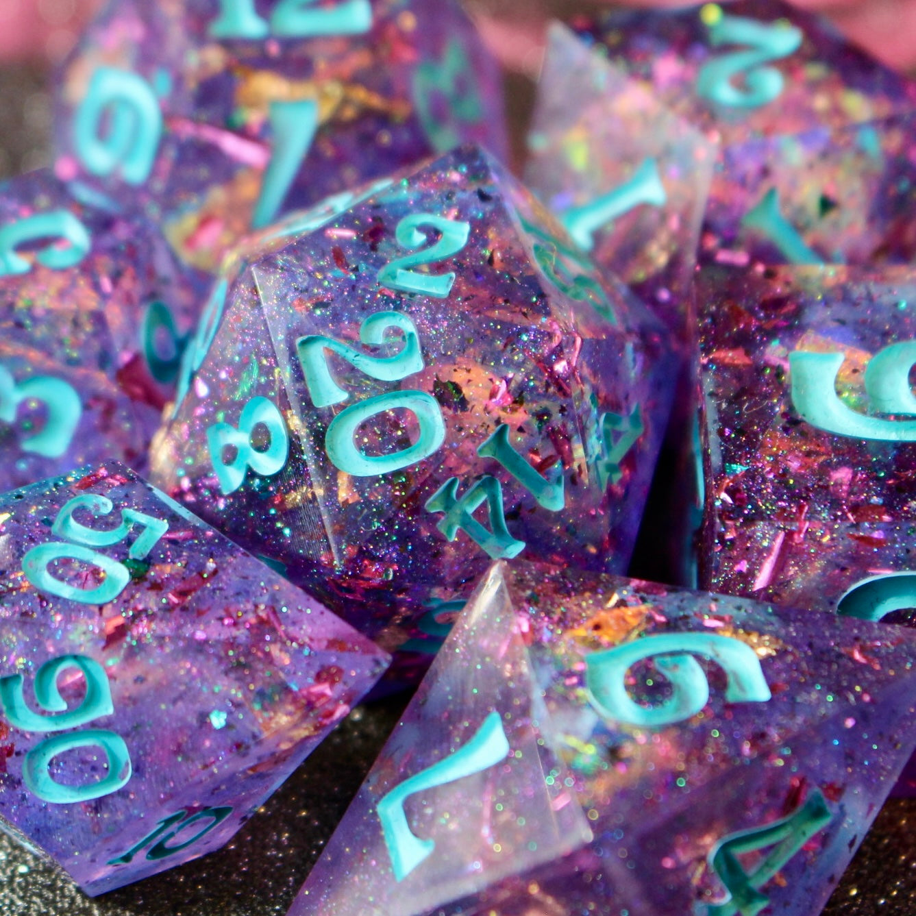 Lilac Mayhem - 30mm oversized 7 Piece Dice Set