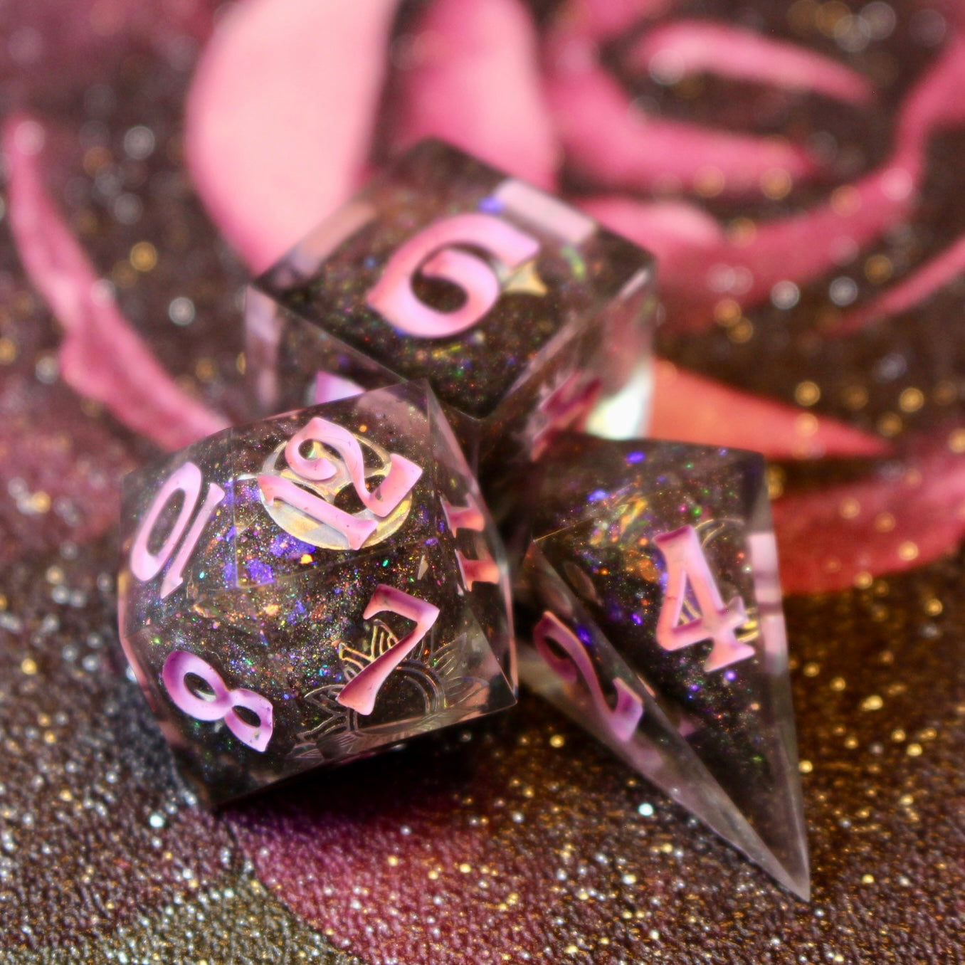 Celestial Chaos - 8 Piece Double Cast Dice Set