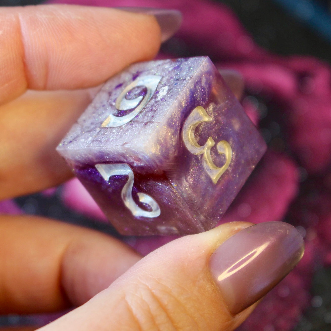 Frosted Mauve - 30mm oversized 7 Piece Dice Set