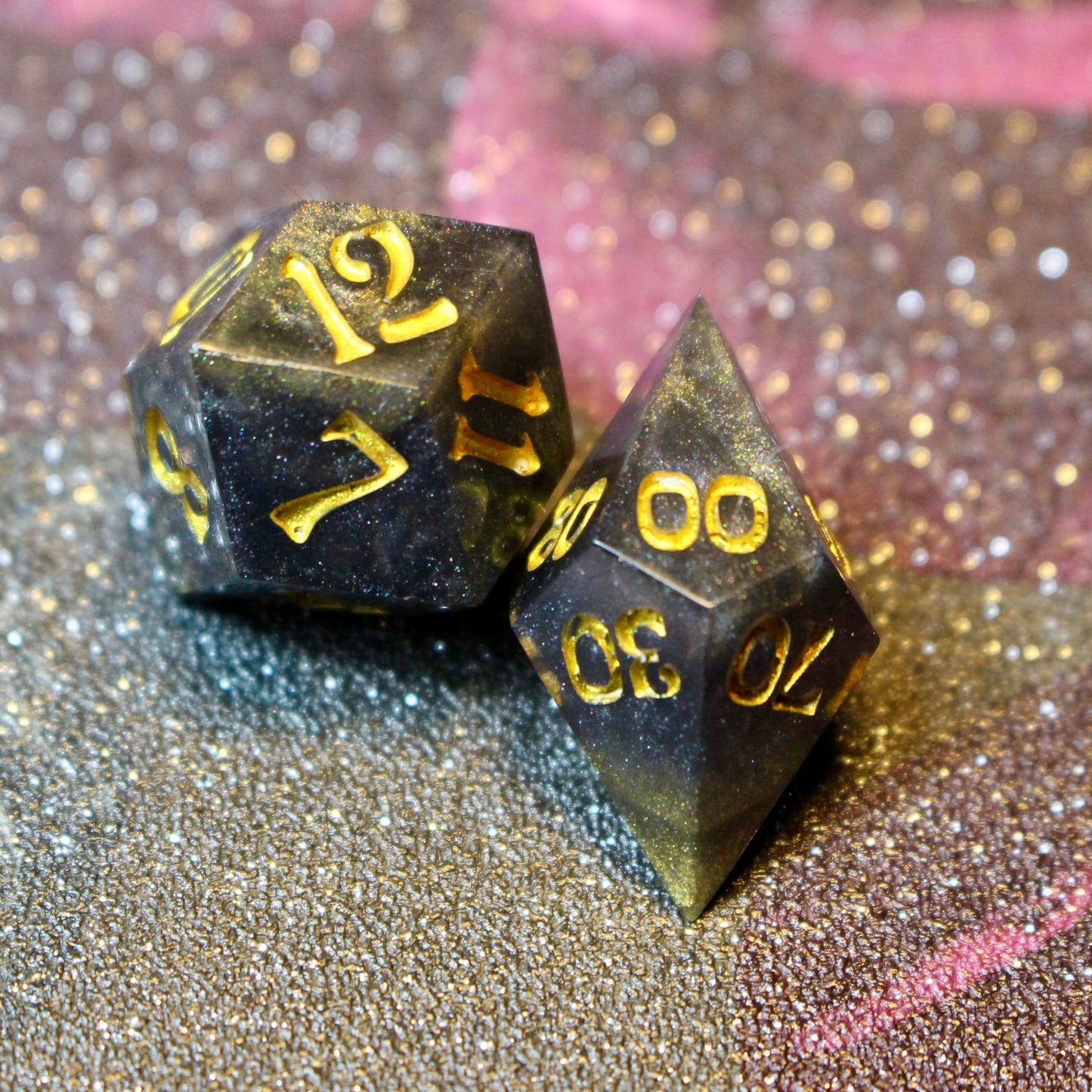 Golden Wisps - 7 Piece Dice Set