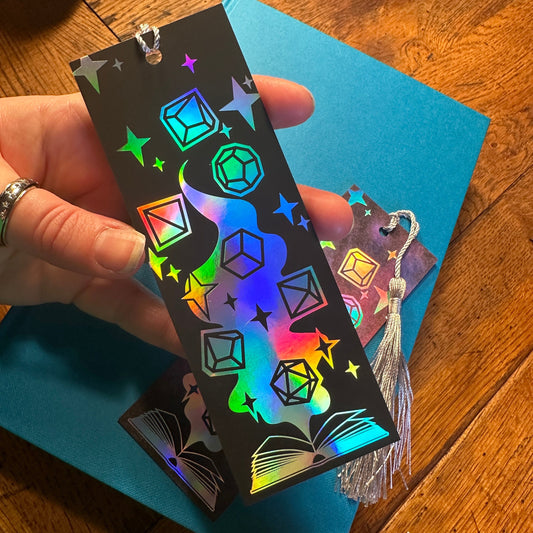 Magical Book with Dice Holographic Bookmark