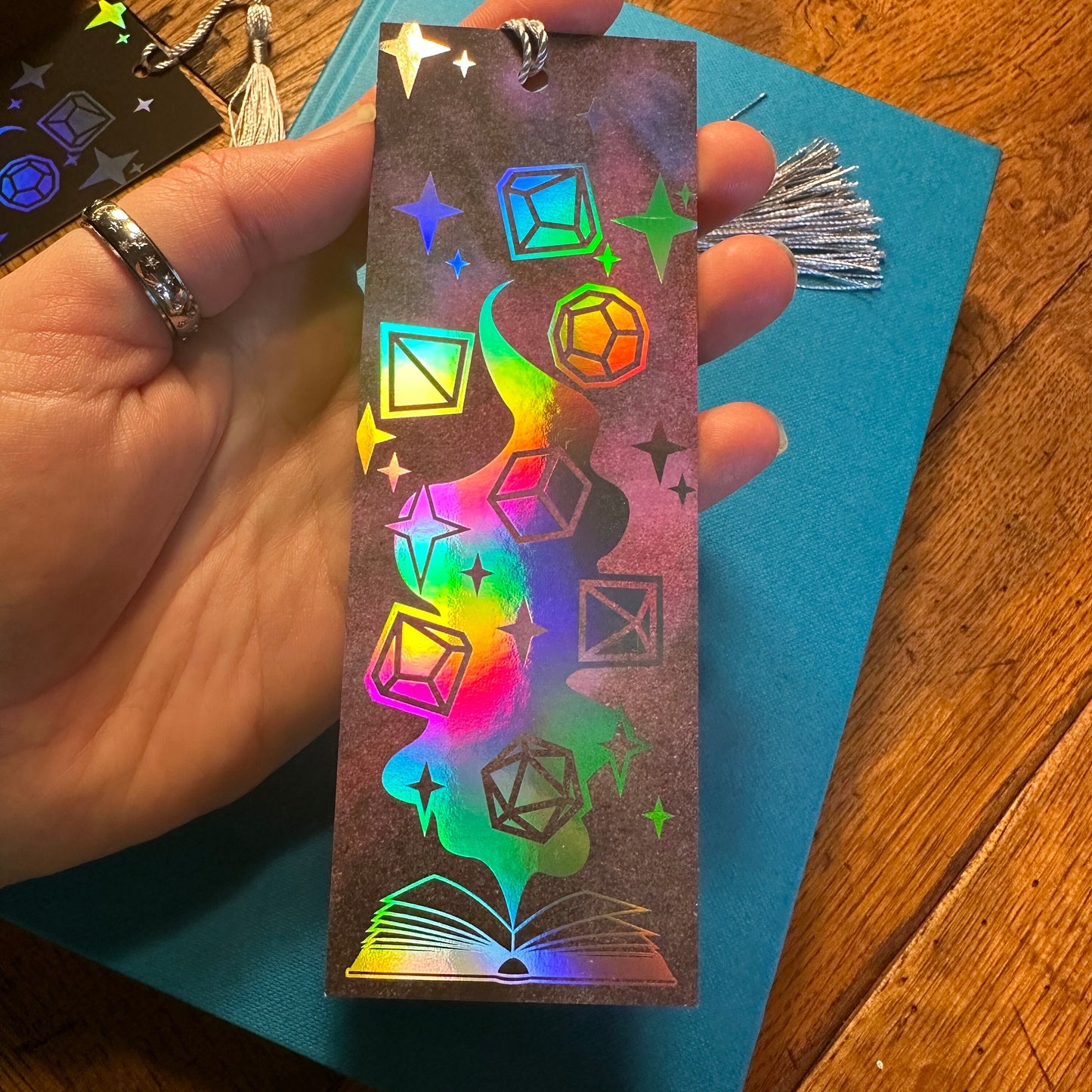 Magical Book with Dice Holographic Bookmark