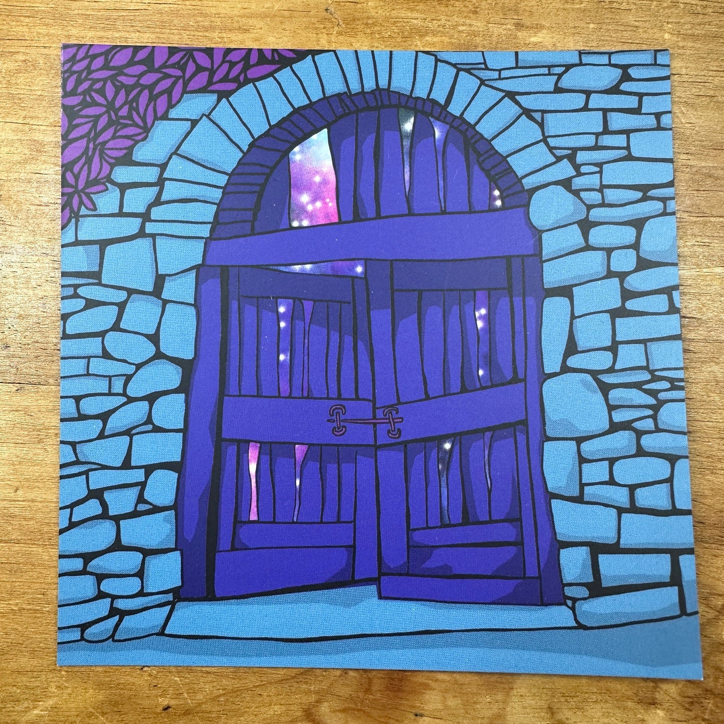Galaxy Door Small Square Art Print Postcard