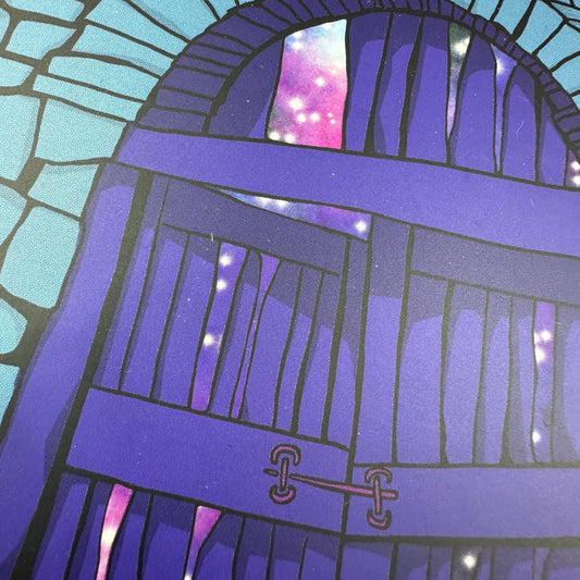 Galaxy Door Small Square Art Print Postcard