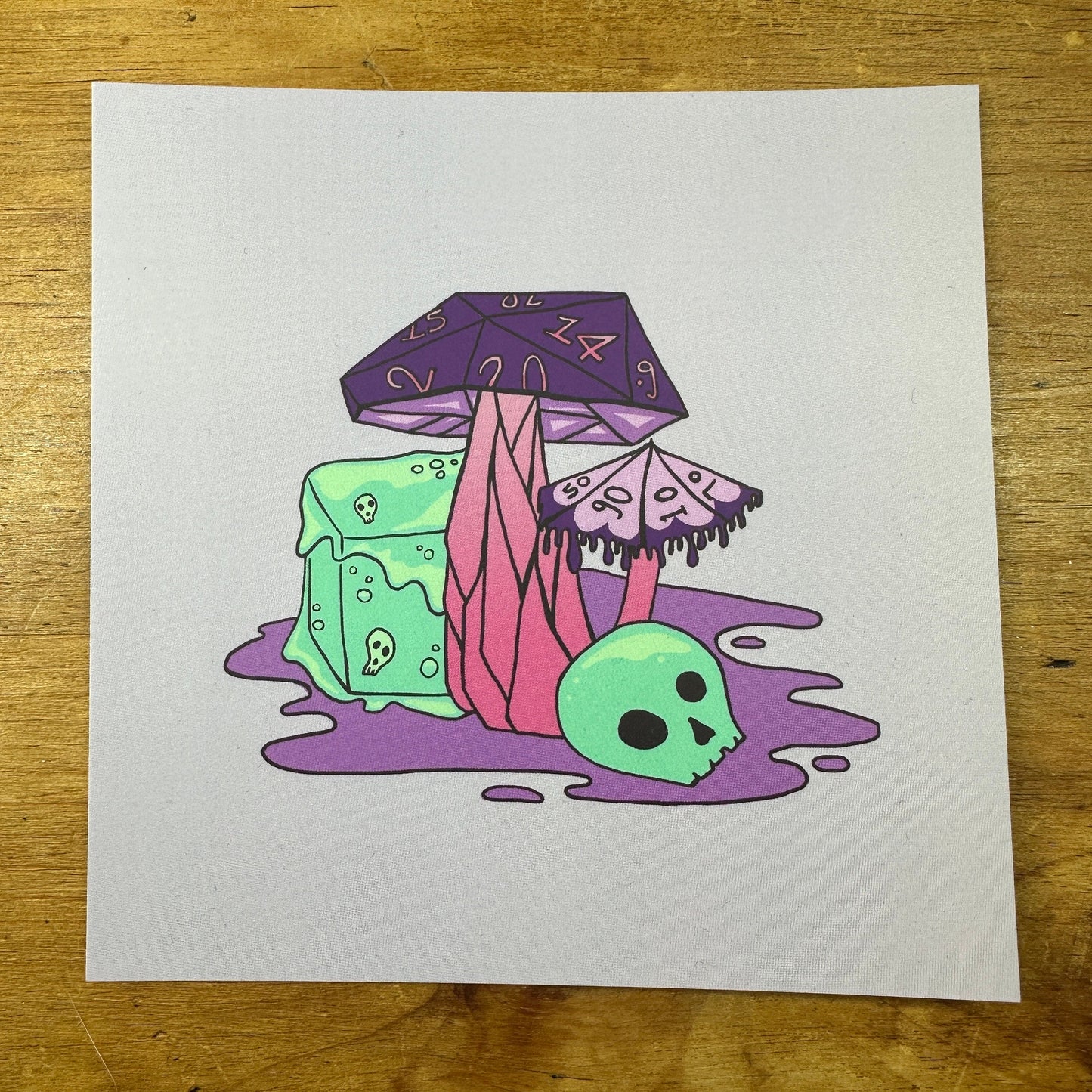 Gelatinous Dice Mushroom Small Square Art Print Postcard