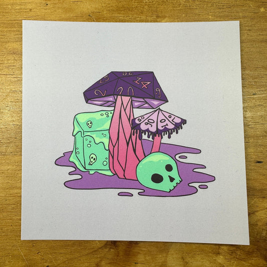 Gelatinous Dice Mushroom Small Square Art Print Postcard