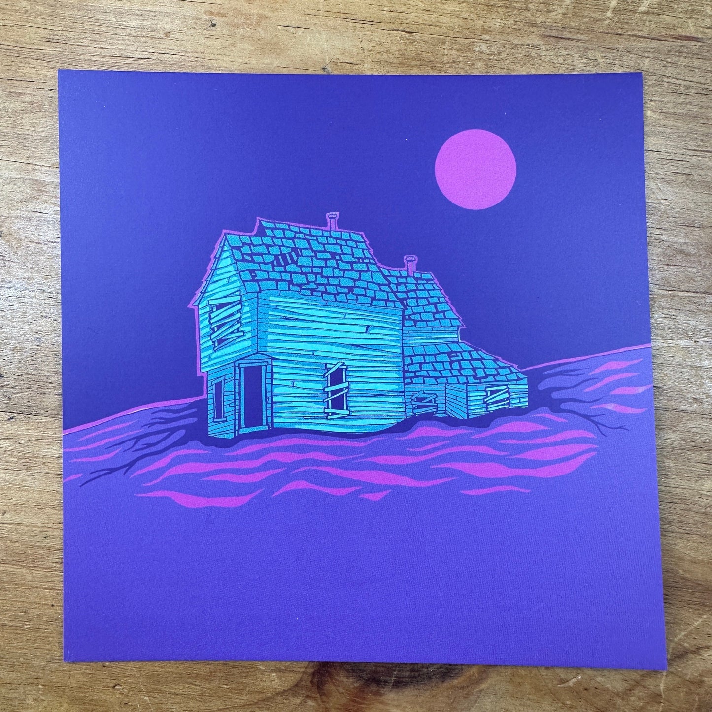 Haunted House Small Square Art Print Postcard