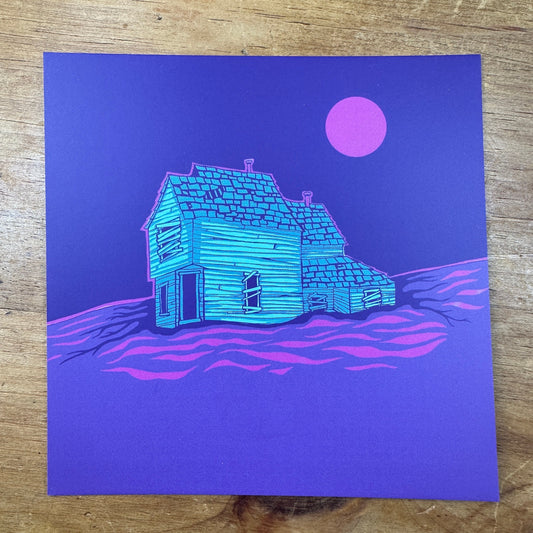 Haunted House Small Square Art Print Postcard