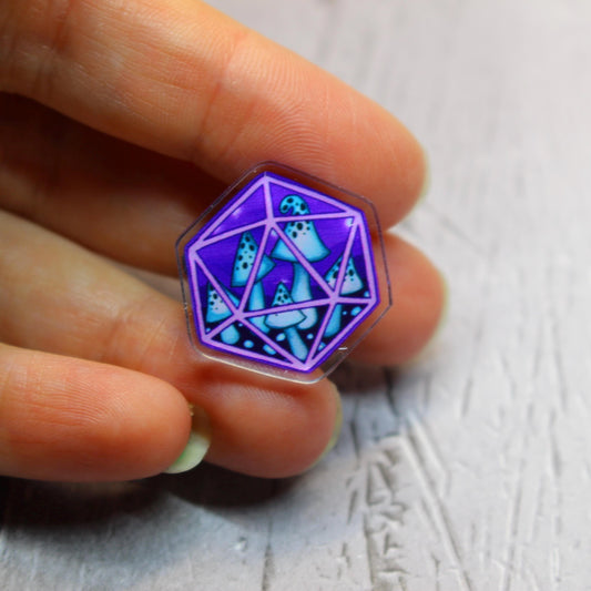 D20 Underdark Fungi Acrylic Pin Badge