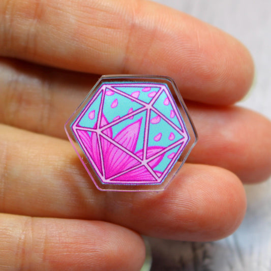 D20 Water Lily Acrylic Pin Badge