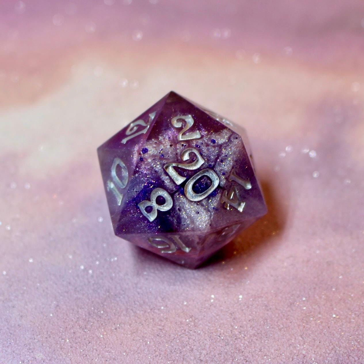 Frosted Mauve - 30mm oversized 7 Piece  Handmade Polyhedral Dice Set