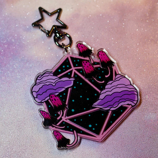 Mushroom Dice Acrylic Keyring