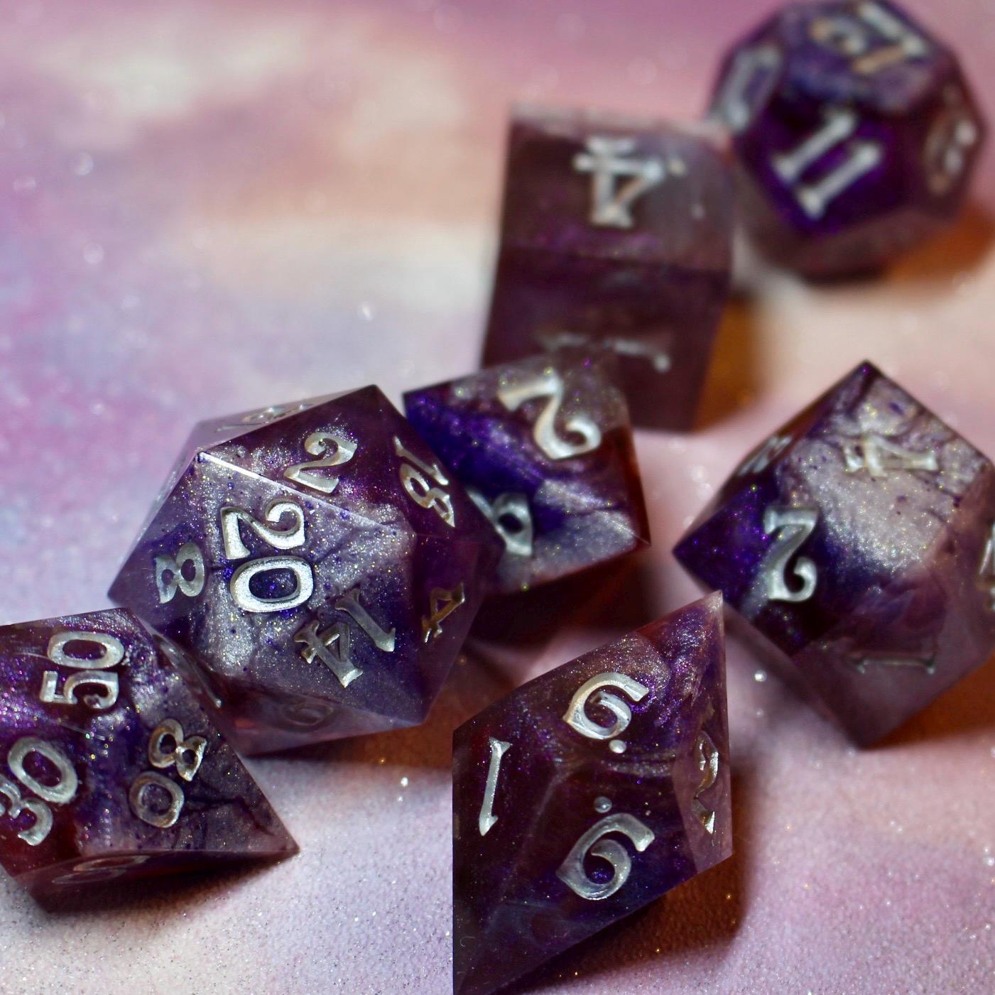 Frosted Mauve - 30mm oversized 7 Piece  Handmade Polyhedral Dice Set