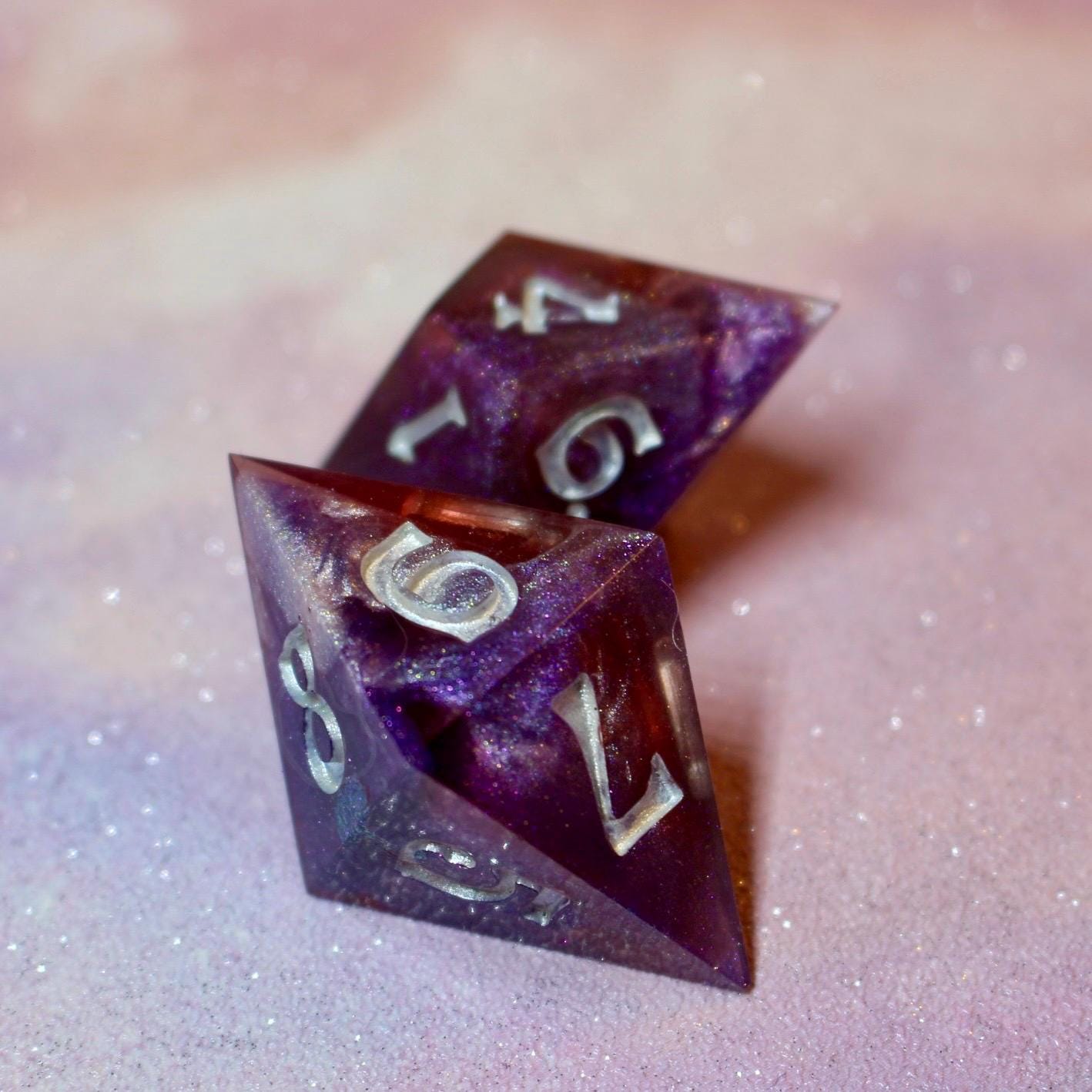 Frosted Mauve - 30mm oversized 7 Piece  Handmade Polyhedral Dice Set