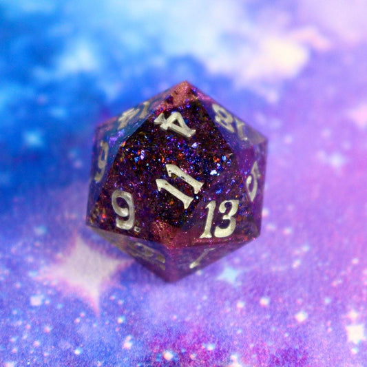 Crackle Single Handmade Logo D20 Dice