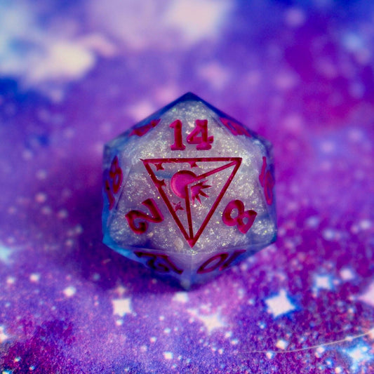 Sky Blossom Single Handmade Logo D20 Dice