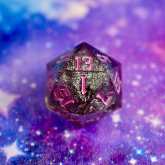 Pink Glitter Galaxy Single Handmade Logo D20