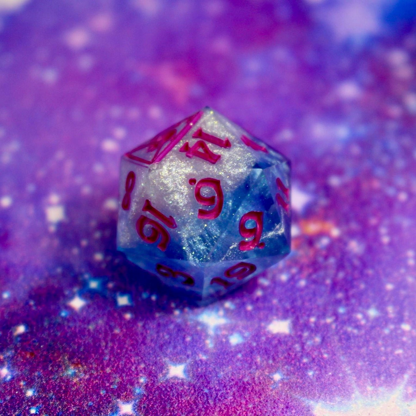 Sky Blossom Single Handmade Logo D20 Dice