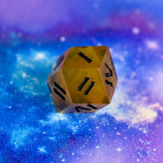 Amber Roman Numeral 12 Sided Rhombic D4