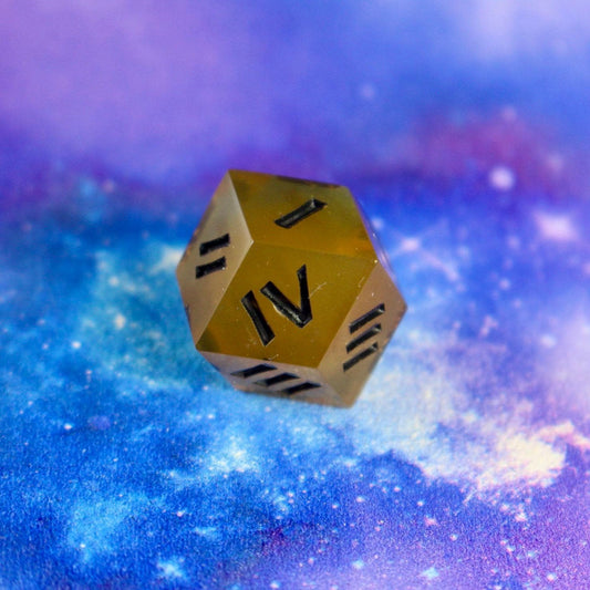 Amber Roman Numeral 12 Sided Rhombic D4
