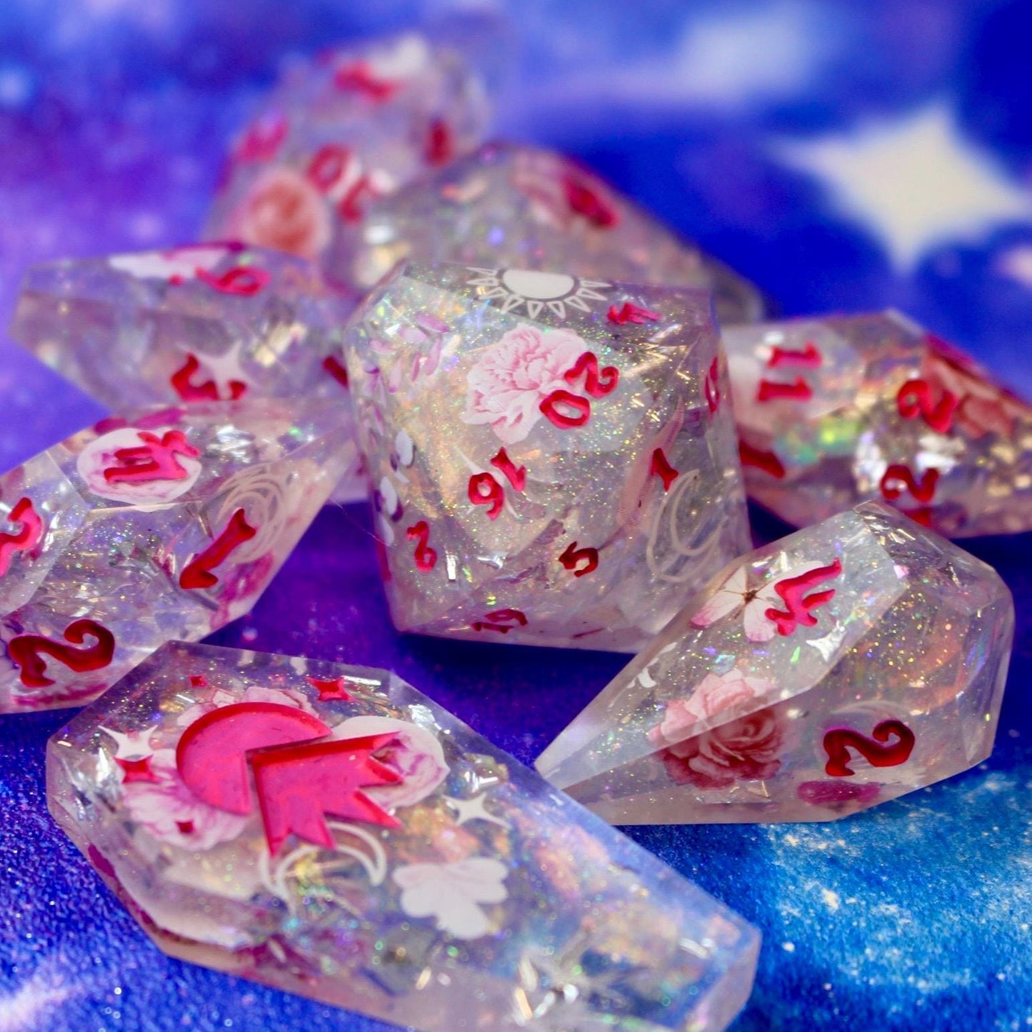 Glass Coffins -   Coffin 8 Piece Dice Set
